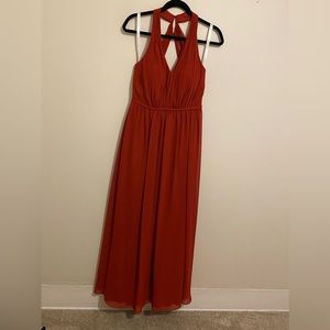 Azazie rust floor length dress